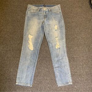 Woman Gap Light Washed Sexy Boyfriend Distressed Jeans 27R
